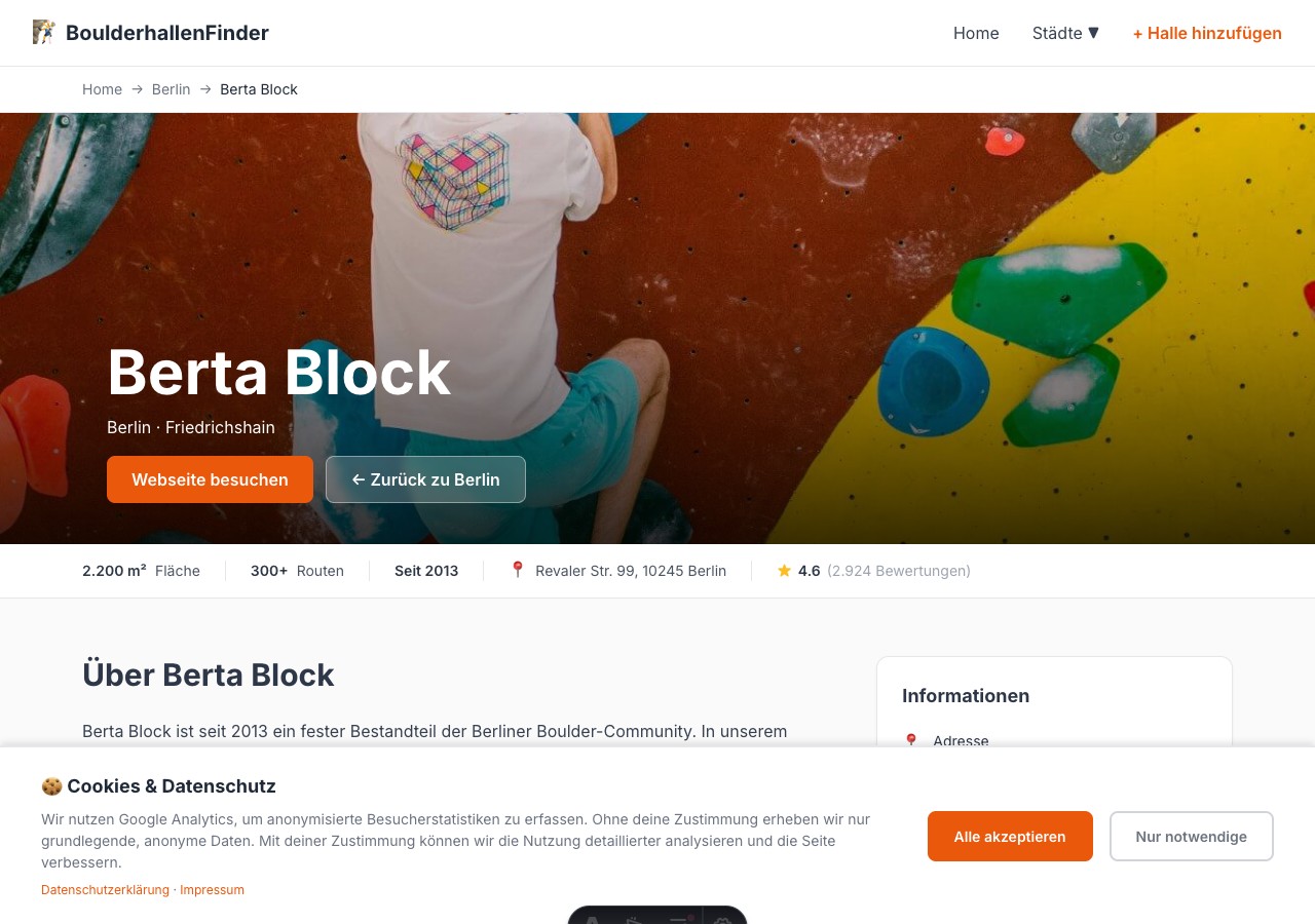 Vollständige Profilseite eines Premium-Listings